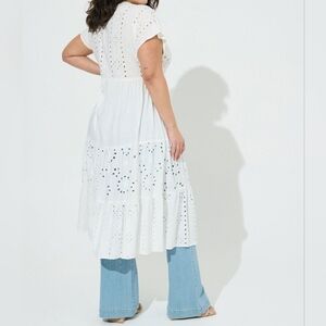 Torrid Cotton Eyelet Maxi Kimono Size 1 XL Open Front Cardigan